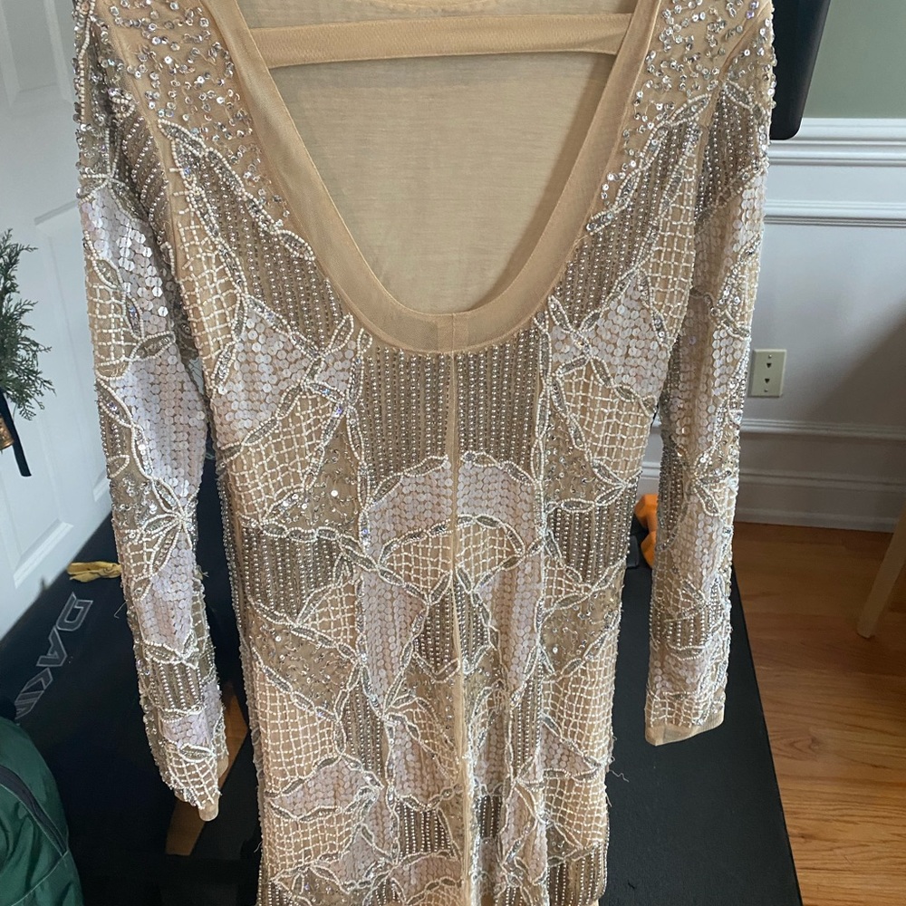topshop long sleeve sequin dress Topshop maxi sequin dress in ivory